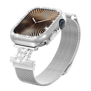 Bracelet de montre magnétique Loshi de luxe pour femme, 20mm/22mm, style Milan, avec diamants Swan et fonction respirante, pour Apple Watch 10 - Product Image 5