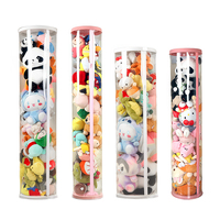 Boîte cylindrique en plastique transparente avec lampe HST, tube PET, boîte ronde pour jouet en peluche, emballage cylindrique, boîte ronde, bacs de rangement pour jouets à domicile