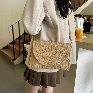 Women <b>Straw</b> Half Moon Shoulder Bag Natural Woven Flap Closure Lightweight Daily Use Crossbody <b>Handbag</b> - Product Image 3
