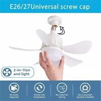 Ventilador de techo moderno con enchufe E27 para interiores de 18 pulgadas, lámpara de araña Led, bombilla de luz blanca, ventilador de techo para dormitorio con luz
