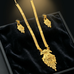 Vente en gros de bijoux longs traditionnels en micro plaqué or 14K 18K 24K, ensemble de bijoux longs à la mode, ensemble de bijoux longs en laiton micro formant - Product Image 5