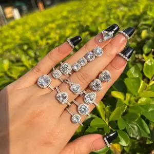 Dylam Top 10 seller No Moq wedding solitaire rings Collection Platinum Plated 925 Silver zircon 5A Wedding Promise jewelry set