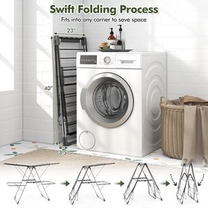 New Arrival Modern Stainless Steel Foldable Three-Layer Glossy Finish Floor Standing Bathroom Coat Baby <b>Racks</b> Drying <b>Rack</b> - Product Image 4