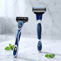 Système de rasoir manuel pour homme RTS à 5 lames, cartouche de remplacement, lames en acier inoxydable, rasoir en plastique, épilation du visage