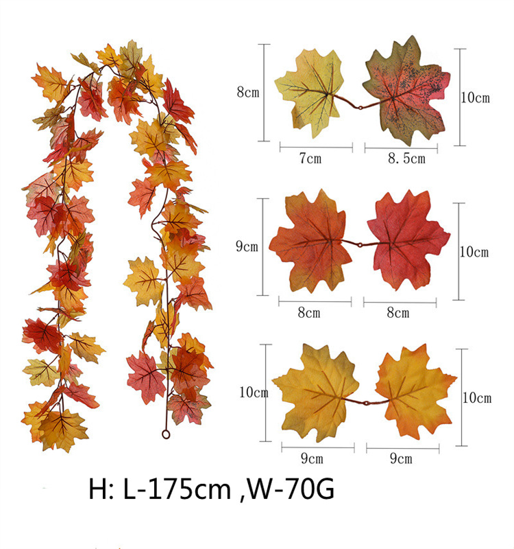 Artificial Autumn Fall Maple Leaves Garland  for Thanksgiving  Home Decoration