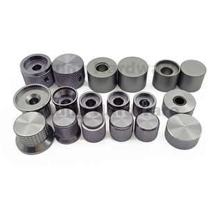 Perillas de aluminio gris hilado para codificador de control rotatorio y potenciómetro, con eje para montaje en panel - Product Image 1