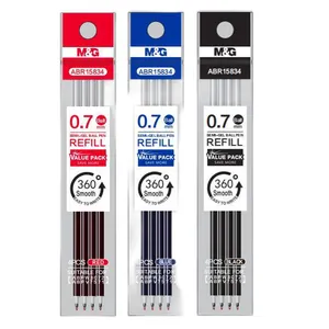 M & g caneta esferográfica semi gel, caneta esferográfica 0.7mm preta azul vermelha três cores diferentes, recarga escolar