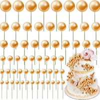 Lot de 20 boules métalliques dorées et argentées pour décoration de gâteaux, inserts de gâteaux d'anniversaire de célébrités sur Internet