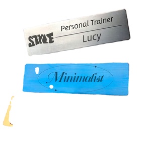 Badge nominatif vierge en acier inoxydable OEM, finition brossée, personnalisable, pour estampage, vente en gros, avec broche sécurisée - Product Image 2