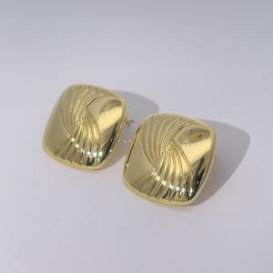 Pendientes de Botón Geométricos de Lujo Ligeros, Estilo Clásico Vintage, Chapados en Oro, de Latón, Sin Piedras Preciosas, de Tianyu Gems - Product Image 2