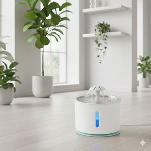 Fontaine à eau automatique pour chien en acier inoxydable écologique antidérapante 2,4 L Système de filtration triple Design élégant pour petits animaux - Product Image 1