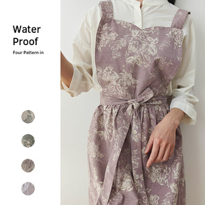 Grembiule Impermeabile in Cotone e Lino, Grembiule da Cucina, Grembiule da Giardinaggio, Grembiule da Donna con Motivo Floreale in Rilievo, Grembiule alla Moda per Barista - Product Image 3