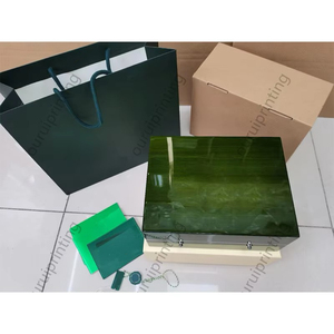 Boîte à remontoir de montres en bois vert brillant haut de gamme, personnalisable avec logo, nouveau design, durable, coffret cadeau, rangement supérieur pour montres - Product Image 4