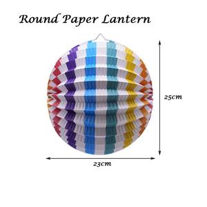 Lanterne en papier ronde pliable en accordéon EASTTERN, design arc-en-ciel, jetable, pour la décoration de fête d'anniversaire, de remise de diplôme - Product Image 4
