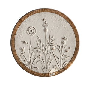 Floral Relief <b>Wall</b> Hanging Circular Retro White Home <b>Decor</b> Entryway - Product Image 5