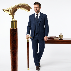 TMI TM22064 Handmade 36'' <b>Foldable</b> Brass <b>Walking</b> Cane Leather <b>Stick</b> Adjustable Wooden Shaft Shiny Brass Fish Handle Rubber Tip - Product Image 1