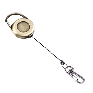 Porte-badge rétractable en métal de style antique avec mousqueton, clip <span class=keywords><strong>yoyo</strong></span> et porte-clés - Product Image 3