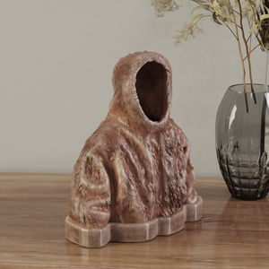 เสื้อโค้ทขนสัตว์เซรามิกทำจากผ้ากำมะหยี่สีน้ำตาลดีไซน์3D ตามสั่ง - Product Image 4