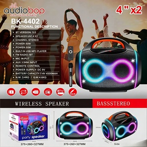 Système audio stéréo avec double subwoofer de 4 pouces, enceinte de fête avec spectacle de lumière LED RGB, ports USB, TF, AUX, FM, enceinte DJ pour <span class=keywords><strong>la</strong></span> maison, <span class=keywords><strong>la</strong></span> famille, en extérieur - Product Image 4