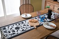 Chemin de table en coton jacquard rayé pour la décoration de restaurants et de banquets Noir 35x180cm