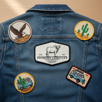 Ventes en gros d'usine, patchs brodés de marque, tissu sergé, paillettes, patchs tissés à repasser pour vêtements