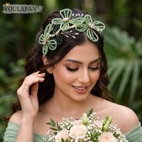 YouLaPan – bandeau de mariée en perles, fait à la main, avec fleurs et strass, accessoire de cheveux exquis pour femmes, pour banquet, danse, fête, YXA353