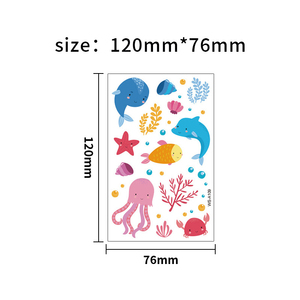 Tatuajes temporales para niños al por mayor-Diseños de animales del océano (<span class=keywords><strong>delfín</strong></span>, tiburón, ballena)-Pegatinas seguras impermeables de verano para fiestas - Product Image 4