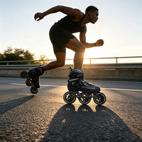 Patins à roulettes en ligne professionnels de haute qualité, patins à roulettes en ligne à trois roues, roues réglables en PU de 110 mm