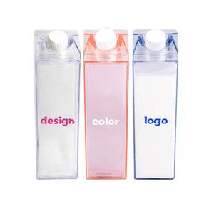 BPA Free Multiple Sizes <b>Plastic</b> Leak-Proof Push-Pull Lid <b>Straw</b> Minimalist Design Reusable Square Shape Party Use Transparent - Product Image 5