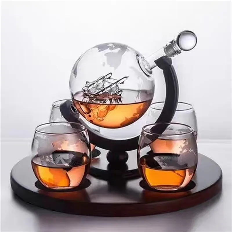 Father Day Best Verkopende Tequila Fles Bar Cadeau Gegraveerde Liquor Bourbon Geëtste Glazen Bol Whisky Decanter Set Met 4 Glazen