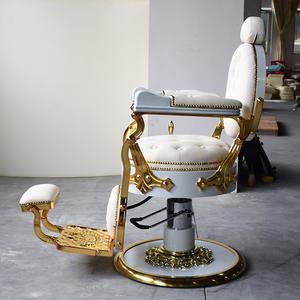 Modern en iyi beyaz altın güzellik salonu mobilyası vintage berber koltuğu kuaför hidrolik recliner saç berber koltuğu - Product Image 4