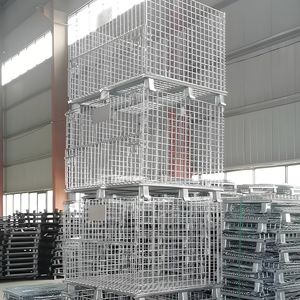 <span class=keywords><strong>Cage</strong></span> de stockage en treillis soudé en acier galvanisé à vente chaude avec mailles de 50x50 mm, design pliable pour l'utilisation en entrepôt et en logistique - Product Image 3