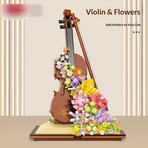 Ensemble de micro-briques Romantisme Français Rose & Violon - Mélodie de Piano en Éveil, Cadeau Artistique en Gros pour Elle - Product Image 4