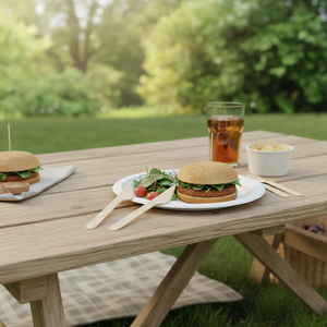 30 pz coltelli biodegradabili in legno FSC eco-friendly e compostabili Set di posate in bambù per alberghi e feste - Product Image 3