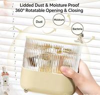 Boîte de rangement rotative anti-poussière en PET pour bijoux, organisateur portable pour accessoires féminins, utilisation sur coiffeuse ou bureau – En stock