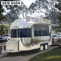 Nouvelle remorque mobile de restauration entièrement équipée pour la restauration rapide et la vente de glaces, importée, en acier inoxydable et aluminium, résistante à la rouille