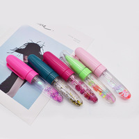 Dessin animé personnalisé mignon paillettes 3D flotteur en plastique éclairage LED stylo à bille liquide 1.0mm sport corps Logo impression cadeau publicitaire