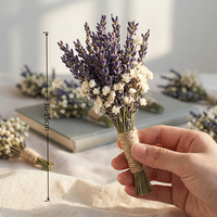 Buket Bunga Lavender Kering Alami Anti Bau, Rangkaian Lavender Kering untuk Dekorasi Lemari, Vas, Pernikahan, Kerajinan DIY