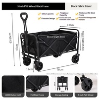 Chariot de camping pliable avec roues en PVC de 5 pouces, chariot de courses extérieur pour la maison, grande capacité, housse en tissu amovible et lavable
