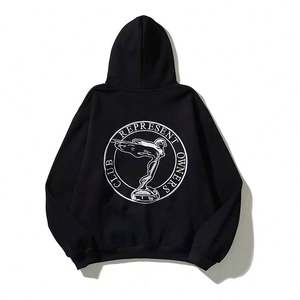 Custom Fashion Warm Clothes Printing Terry Hoodie Casual <b>Top</b> <b>Long</b> <b>Sleeve</b> Embroidery <b>Black</b> No String Hoodie for Men - Product Image 4