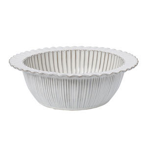 Vaisselle en céramique japonaise rétro créative, bols et assiettes à rayures ondulées, blanches et vernissées, pour un usage quotidien, ensemble de vaisselle - Product Image 5