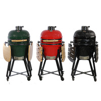Barbecue Kamado en céramique haut de gamme OEM ODM 19 pouces pour extérieur avec chariot et finition givrée - Marque EGKAMADO