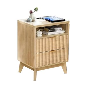 Custom-made wooden minimalist <b>bedside</b> storage <b>cabinet</b> for <b>small</b> apartments, bedrooms, and living rooms. Solid wood double - Product Image 5