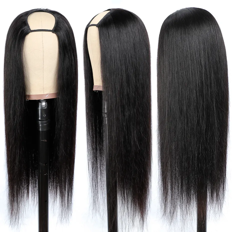 Brazilian Natural Human Hair Wig U Part Half Wigs For Black Woman Cheap Glueless 150% Density Remy Wigs