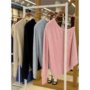 Suéter Sobe de una manga para mujer, suave, informal, anti-bolitas, azul - Product Image 2