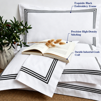 Parure de lit hôtelière 4 pièces en coton, drap et housse de couette pour gîtes, clubs, usines, vente en gros, broderie personnalisée, cadre