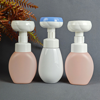 Pompe à mousse à clipser de 300 ml, flacon à mousse en forme de fleur, flacon distributeur en plastique de forme irrégulière pour nettoyant visage.