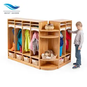 Детский сад Дошкольная классная мебель сумка для одежды детский деревянный современный детский книжный шкаф для хранения одежды