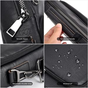 Bolsa de Ombro para <span class=keywords><strong>Tablet</strong></span> iPad Laptop de <span class=keywords><strong>10</strong></span> a 13 Polegadas em Couro PU Retro Impermeável com Logo Personalizado para Viagens de Negócios para Homens - Product Image 5