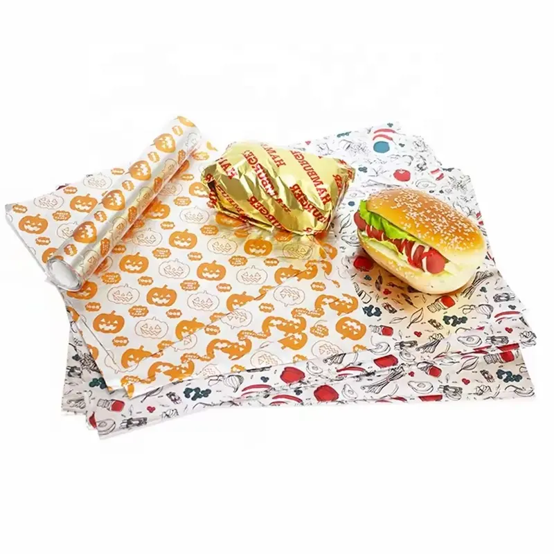 Papel de embrulho para sanduíche, folha de hambúrguer, papel para embrulho de hambúrguer, papel para embrulho de alimentos com camada de alumínio